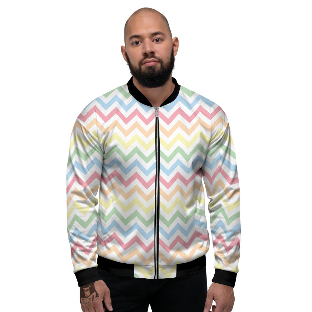 Pastel Zigzag Print Pattern Men's Bomber Jacket-grizzshop