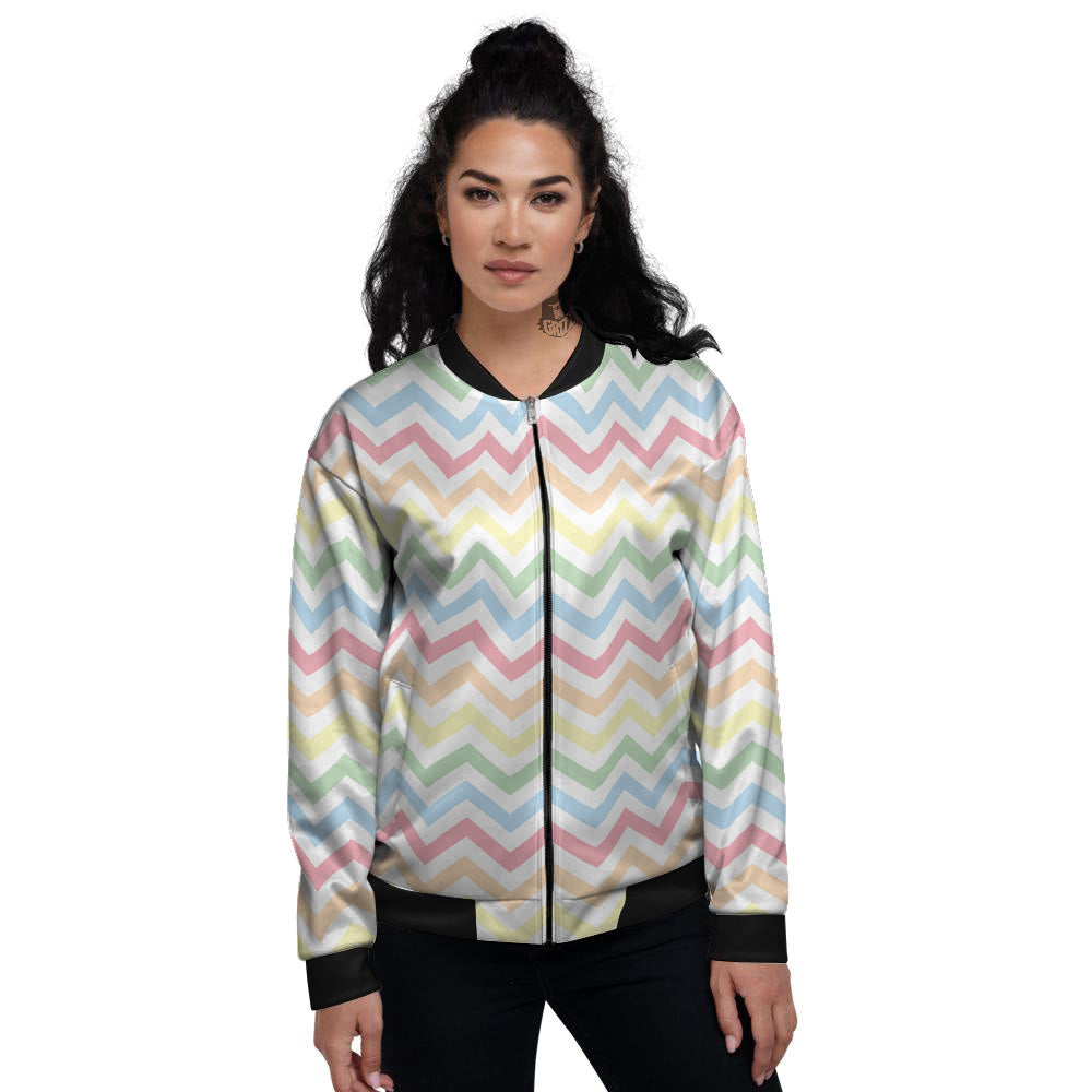 Pastel Zigzag Print Pattern Women's Bomber Jacket-grizzshop