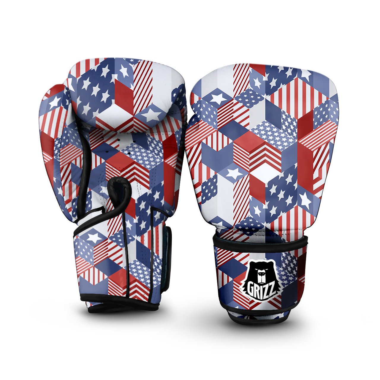 Patchwork American Patriotic Print Boxing Gloves-grizzshop