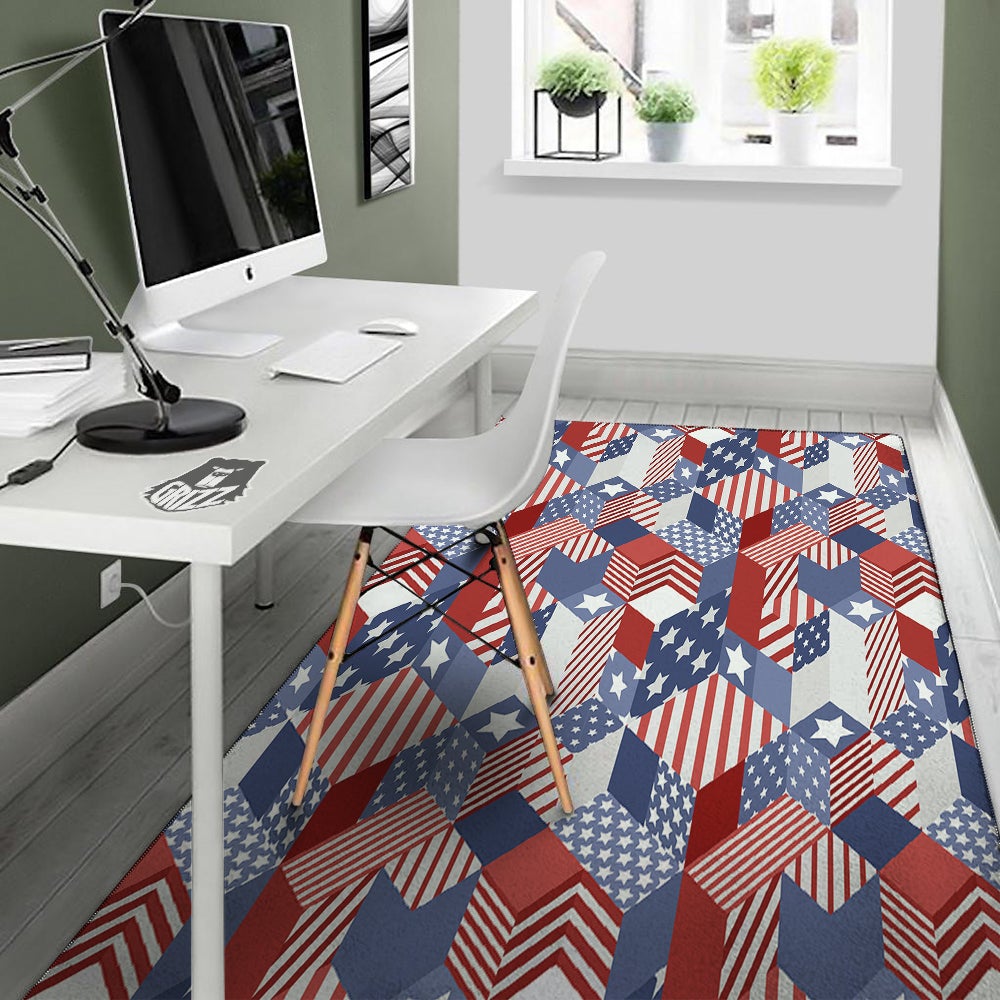 Patchwork American Patriotic Print Floor Mat-grizzshop