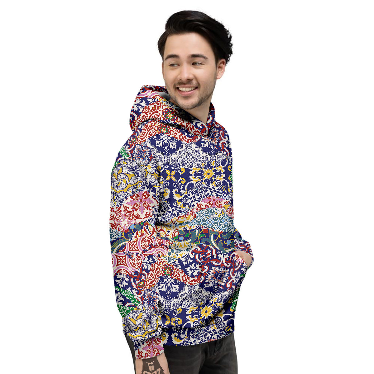 Patchwork Azulejos Tiles Print Pattern Men's Hoodie-grizzshop
