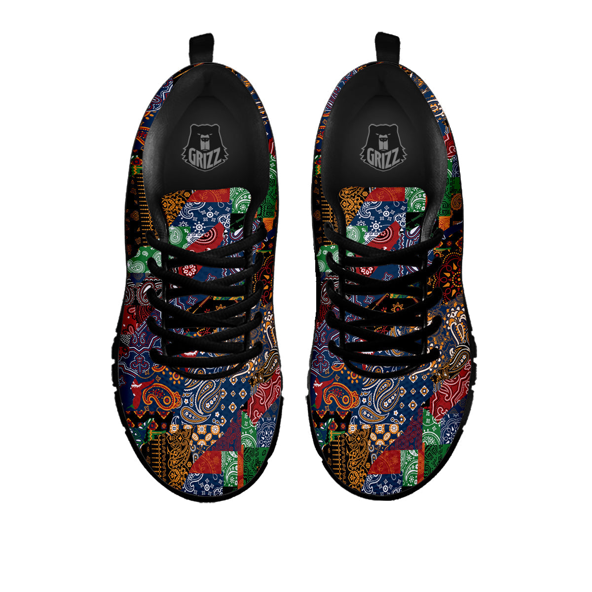 Patchwork Bandanna Print Pattern Black Sneaker-grizzshop