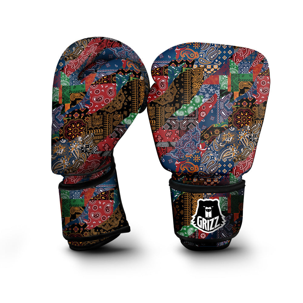 Patchwork Bandanna Print Pattern Boxing Gloves-grizzshop
