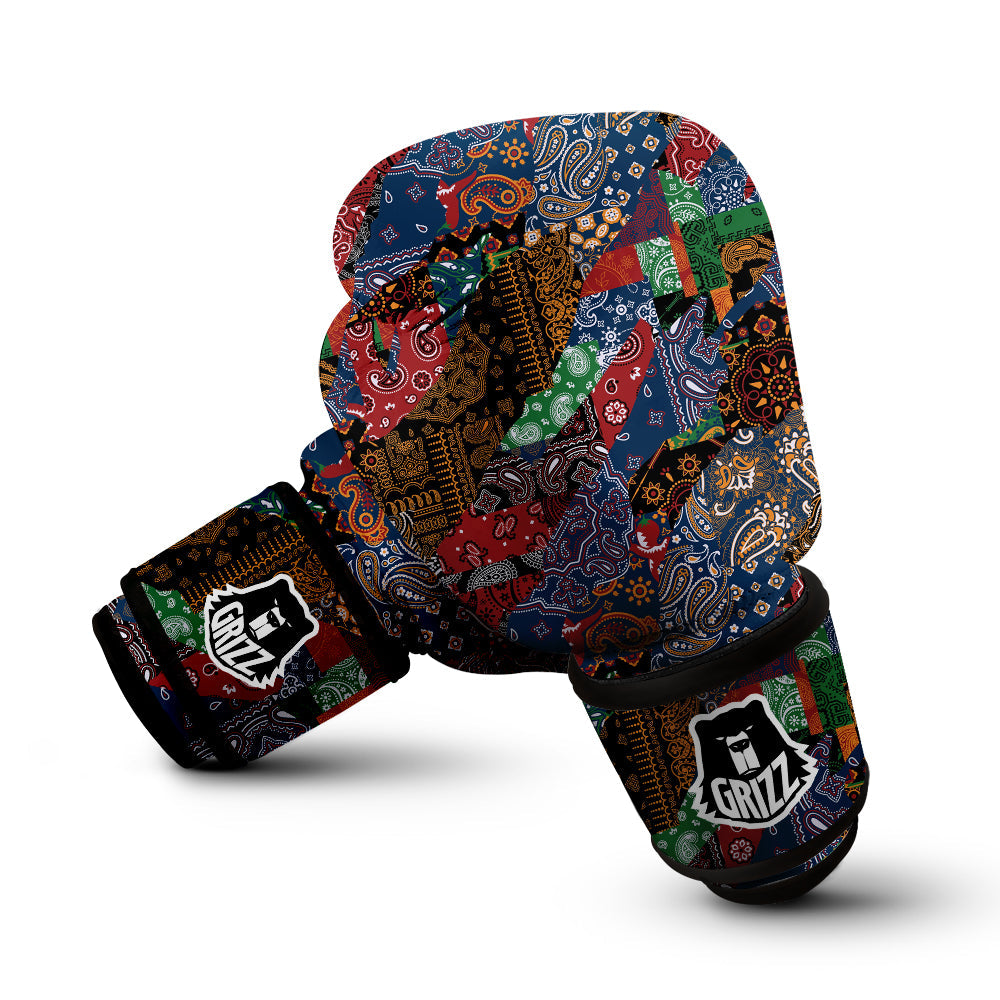 Patchwork Bandanna Print Pattern Boxing Gloves-grizzshop