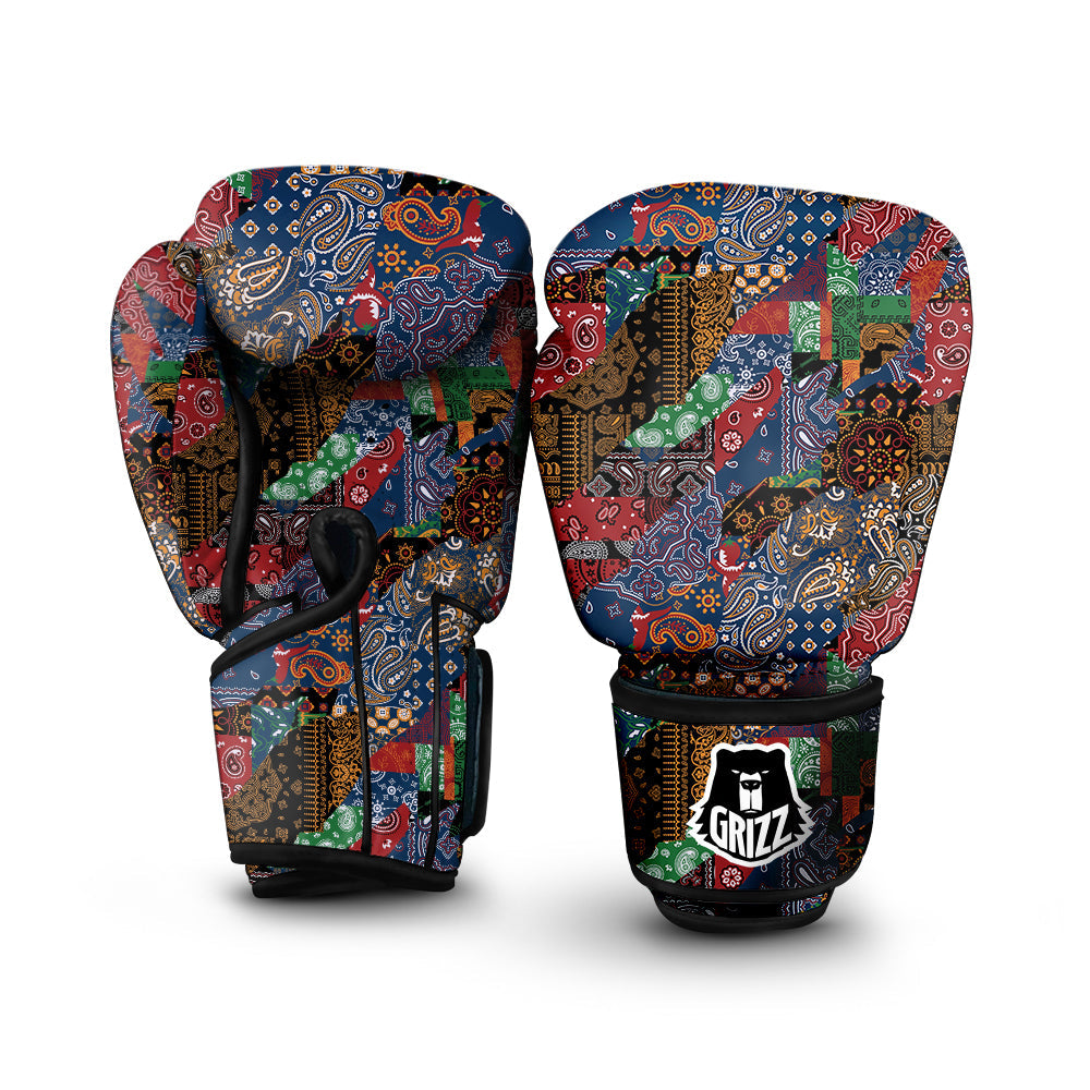 Patchwork Bandanna Print Pattern Boxing Gloves-grizzshop