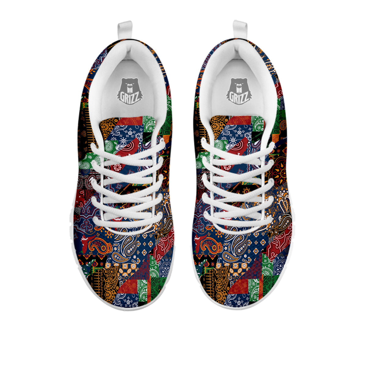 Patchwork Bandanna Print Pattern White Sneaker-grizzshop
