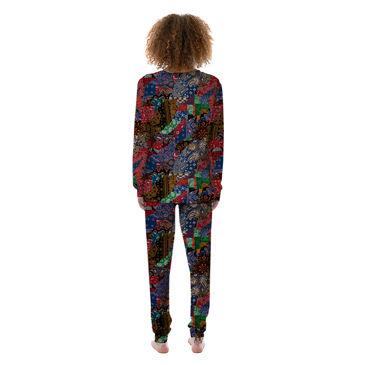 Patchwork Bandanna Print Pattern Women's Pajamas-grizzshop