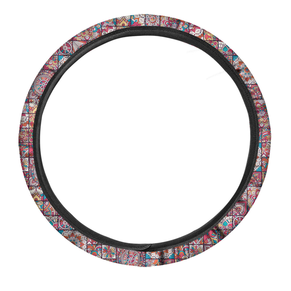 Patchwork Bohemian Print Pattern Car Steering Wheel Cover-grizzshop
