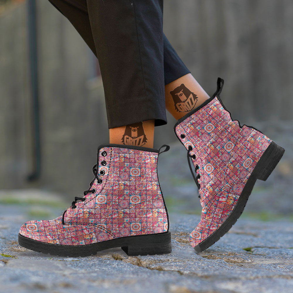 Patchwork Bohemian Print Pattern Leather Boots-grizzshop