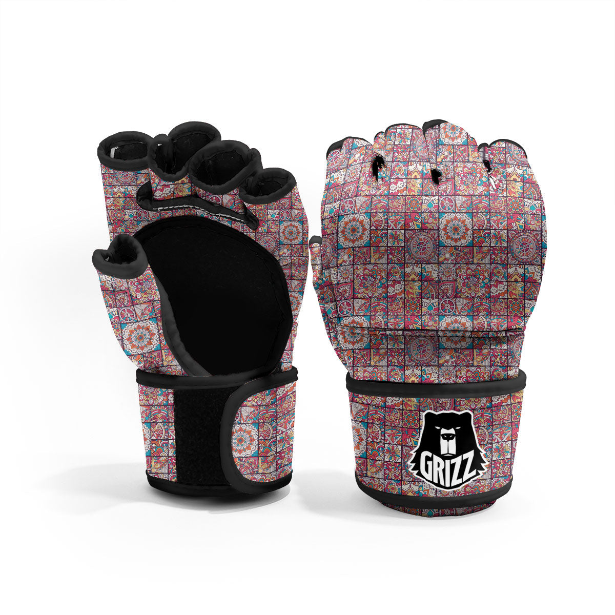 Patchwork Bohemian Print Pattern MMA Gloves-grizzshop