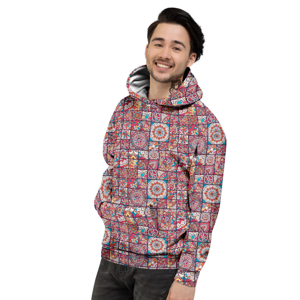 Patchwork Bohemian Print Pattern Men's Hoodie-grizzshop