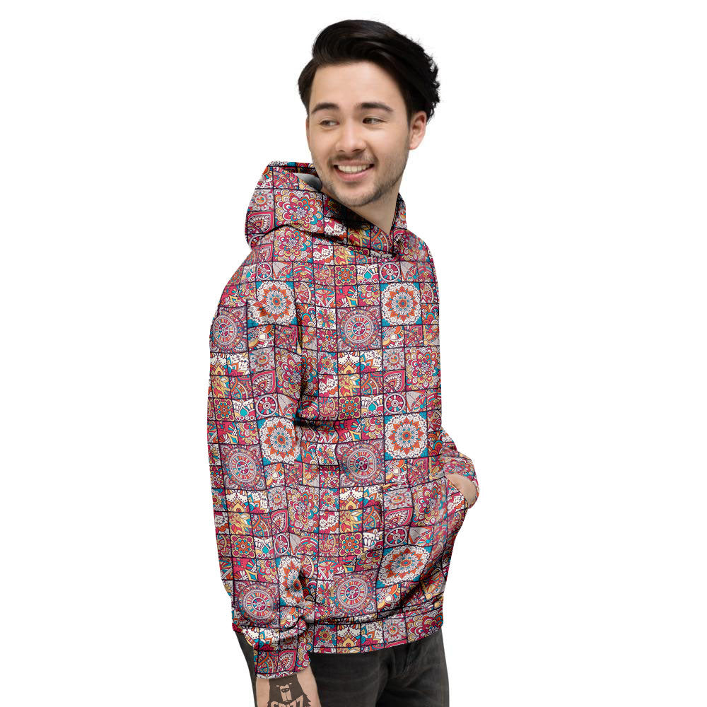 Patchwork Bohemian Print Pattern Men's Hoodie-grizzshop