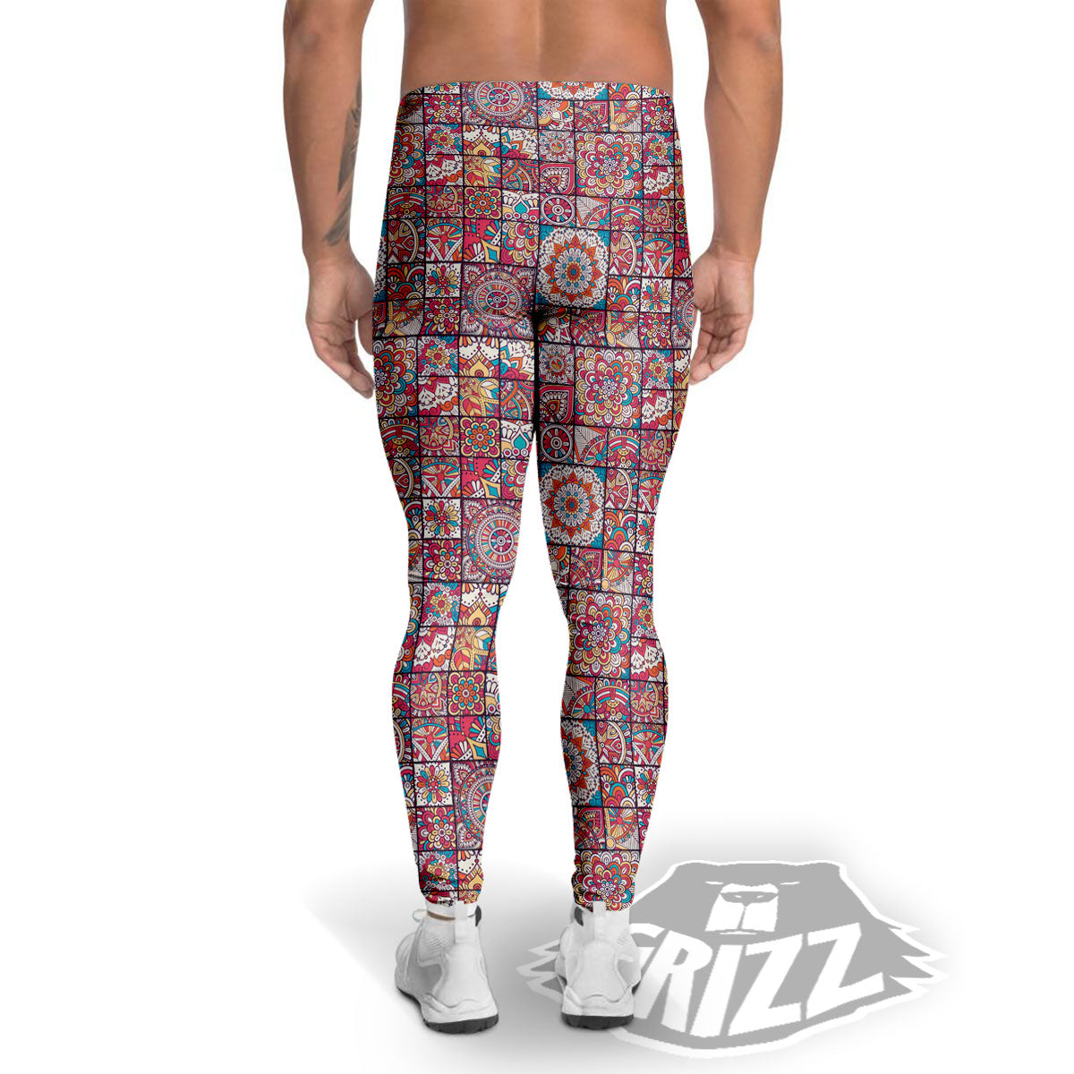 Patchwork Bohemian Print Pattern Men's Leggings-grizzshop