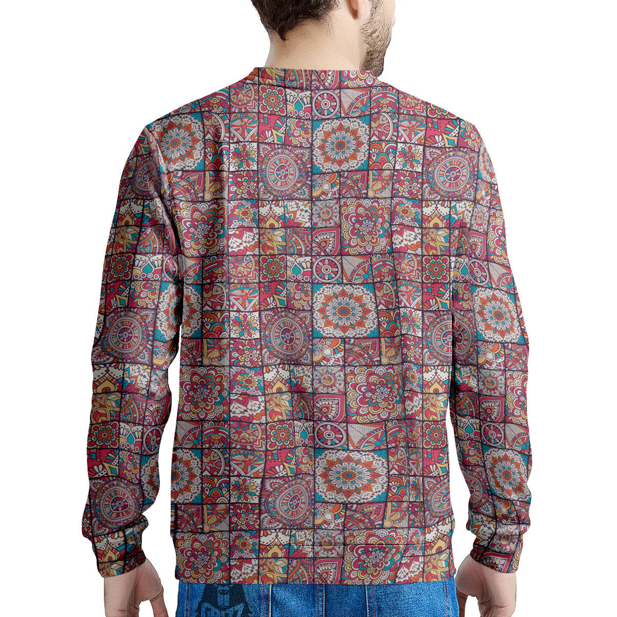 Patchwork Bohemian Print Pattern Men's Sweatshirt-grizzshop