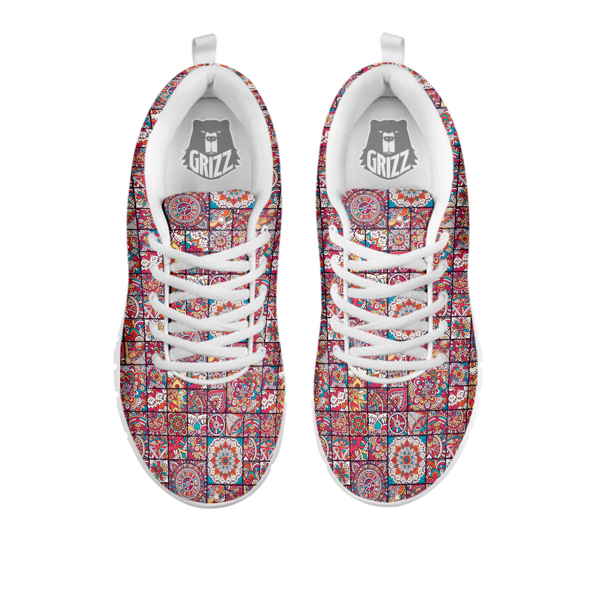 Patchwork Bohemian Print Pattern White Sneaker-grizzshop