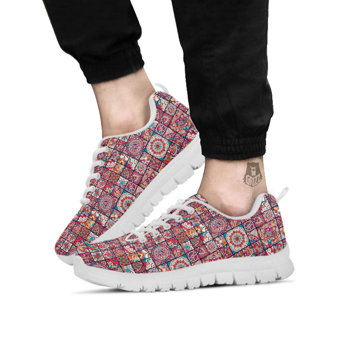 Patchwork Bohemian Print Pattern White Sneaker-grizzshop