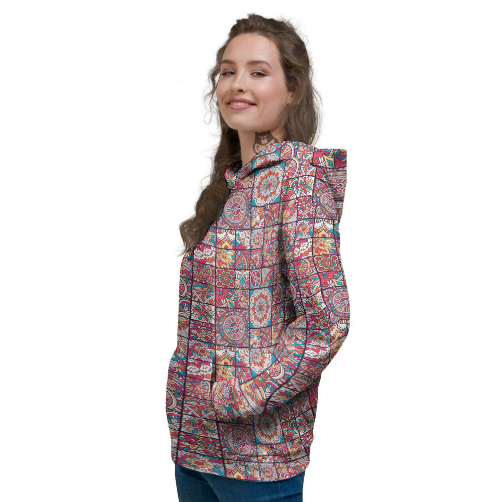 Patchwork Bohemian Print Pattern Women's Hoodie-grizzshop