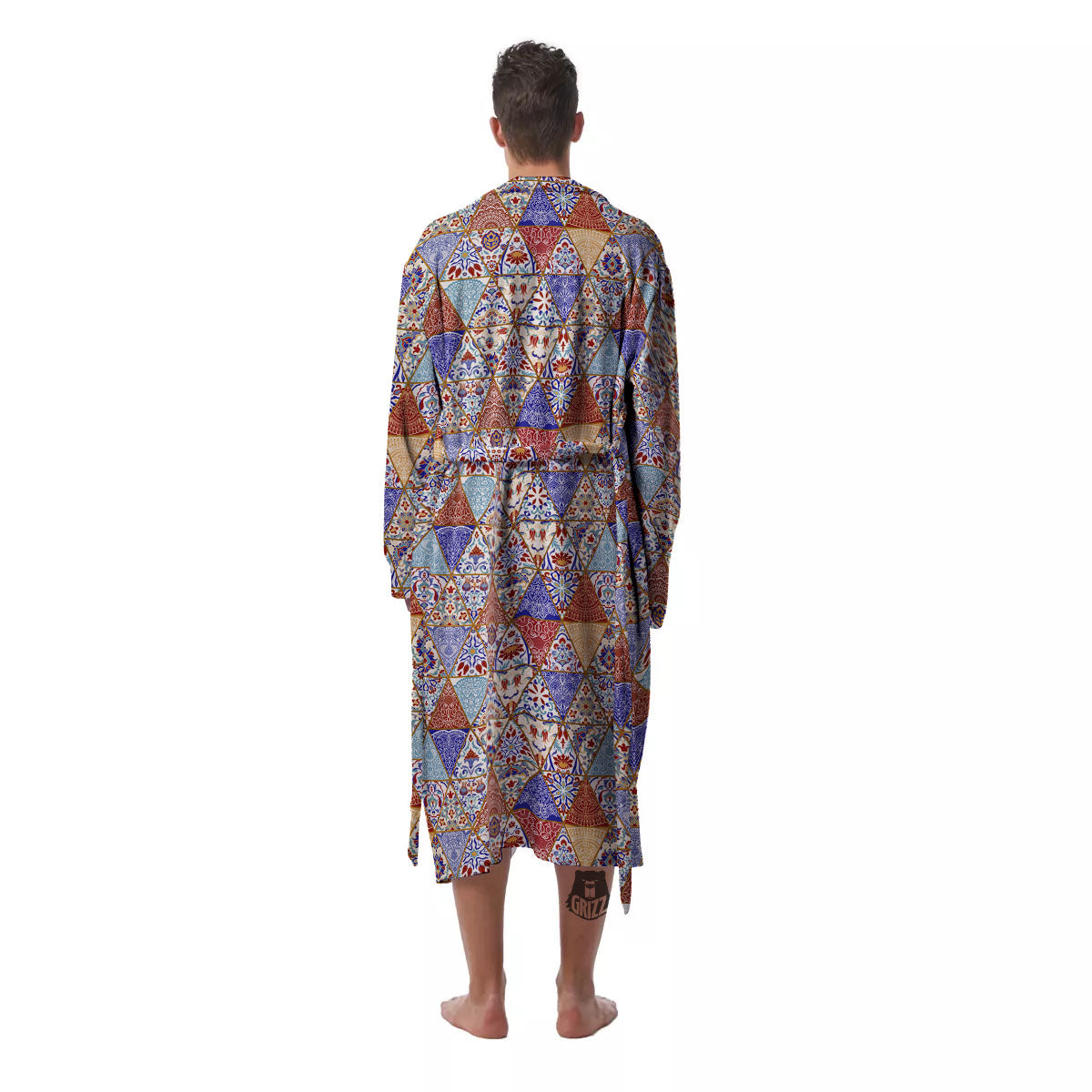 Patchwork Boho Mandala Print Pattern Men's Robe-grizzshop