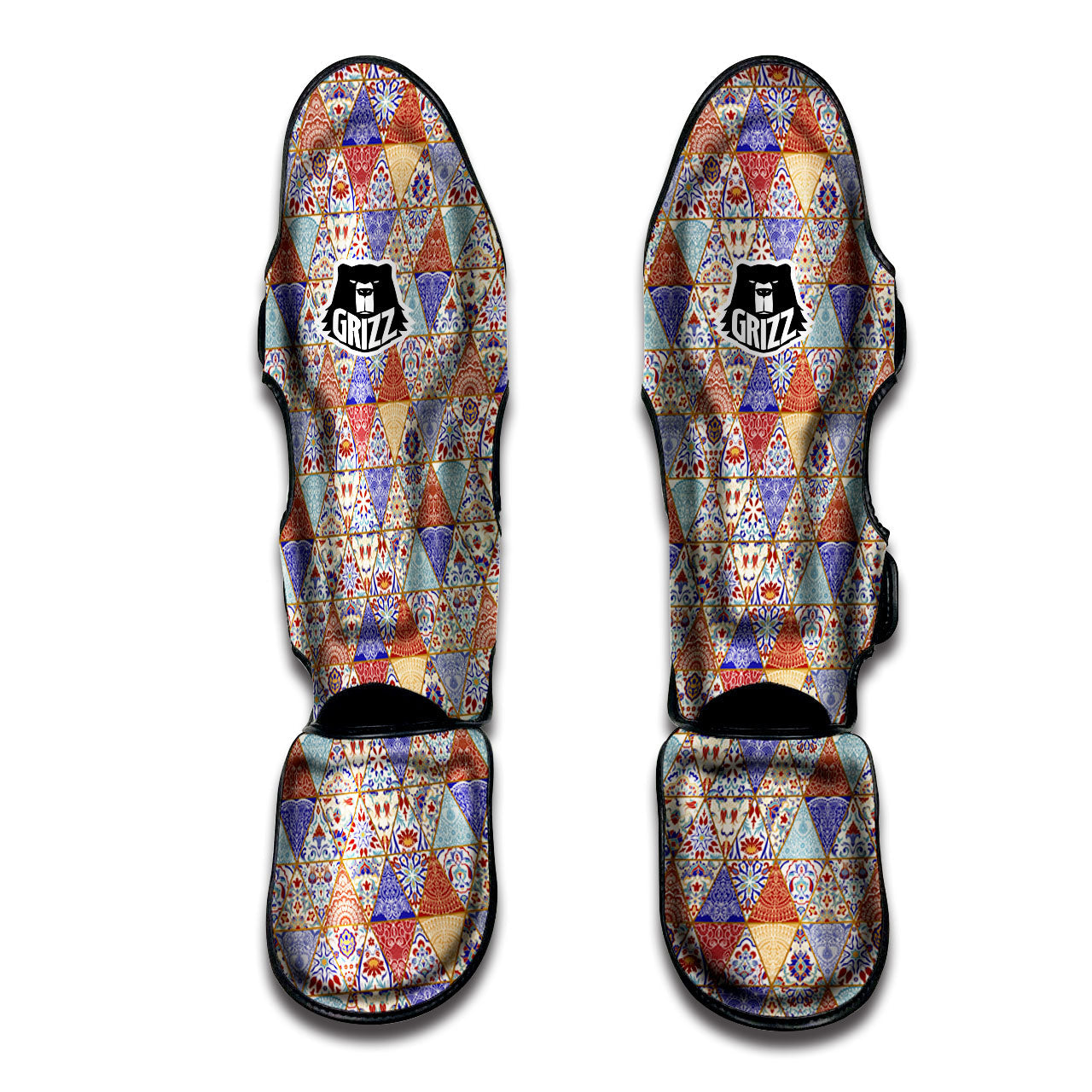 Patchwork Boho Mandala Print Pattern Muay Thai Shin Guards-grizzshop