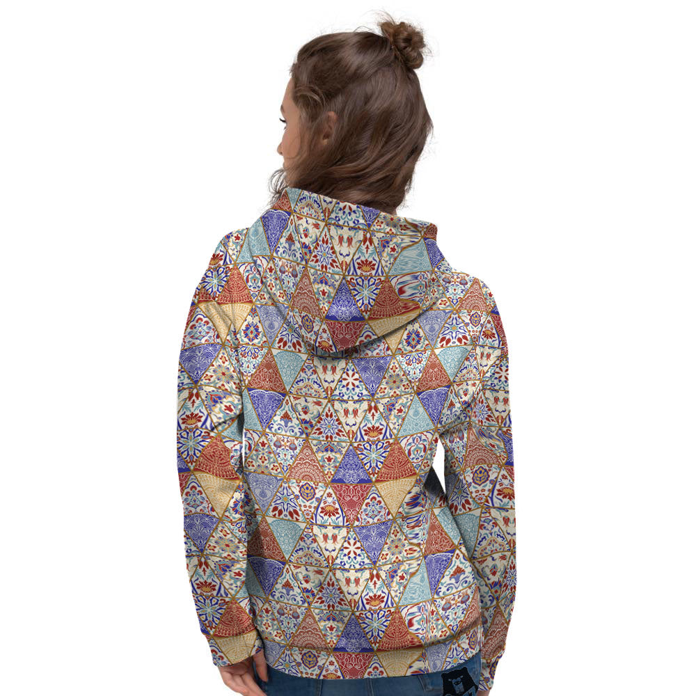 Patchwork Boho Mandala Print Pattern Women's Hoodie-grizzshop