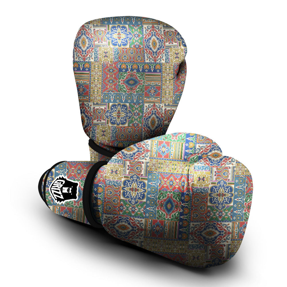 Patchwork Damask Vintage Print Pattern Boxing Gloves-grizzshop