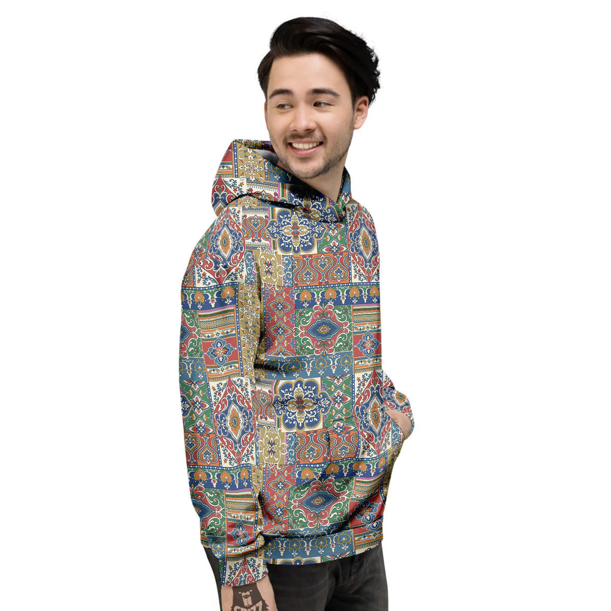 Patchwork Damask Vintage Print Pattern Men's Hoodie-grizzshop