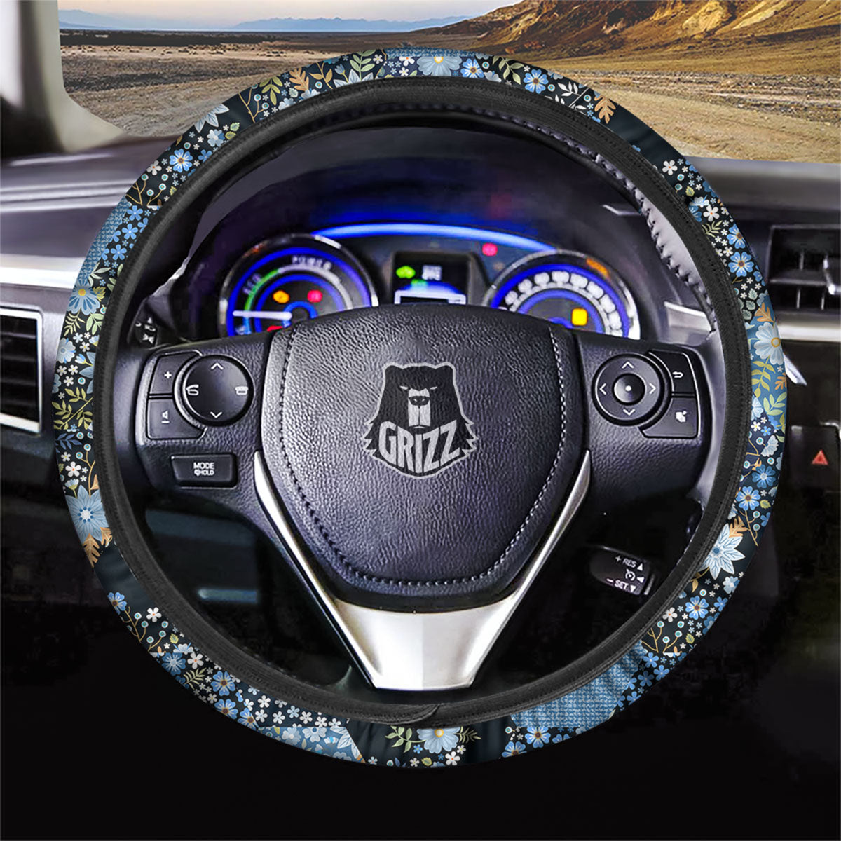 Patchwork Ethnic Floral Print Pattern Car Steering Wheel Cover-grizzshop