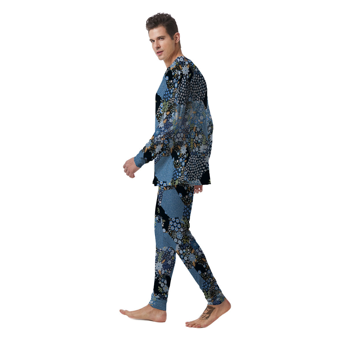 Patchwork Ethnic Floral Print Pattern Men's Pajamas-grizzshop