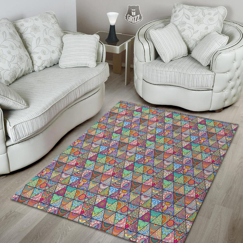 Patchwork Ethnic Mandala Print Pattern Floor Mat-grizzshop