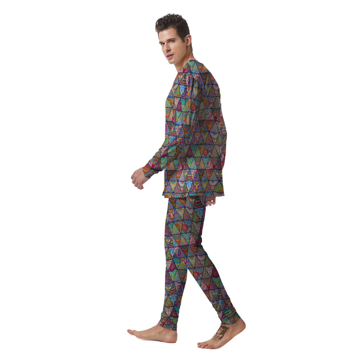 Patchwork Ethnic Mandala Print Pattern Men's Pajamas-grizzshop
