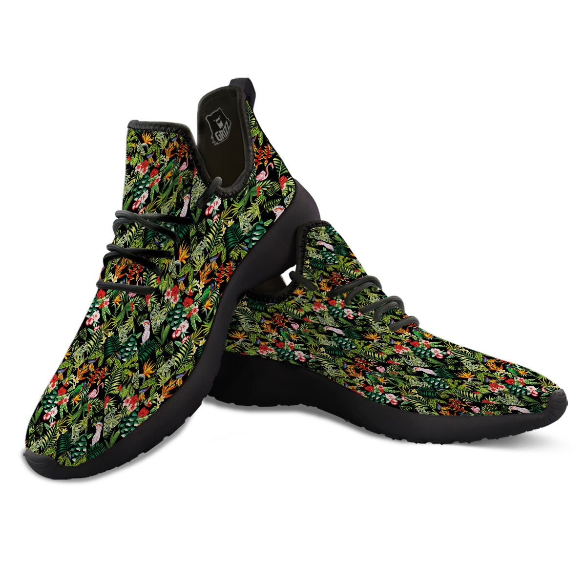 Patchwork Exotic Print Pattern Black Athletic Shoes-grizzshop