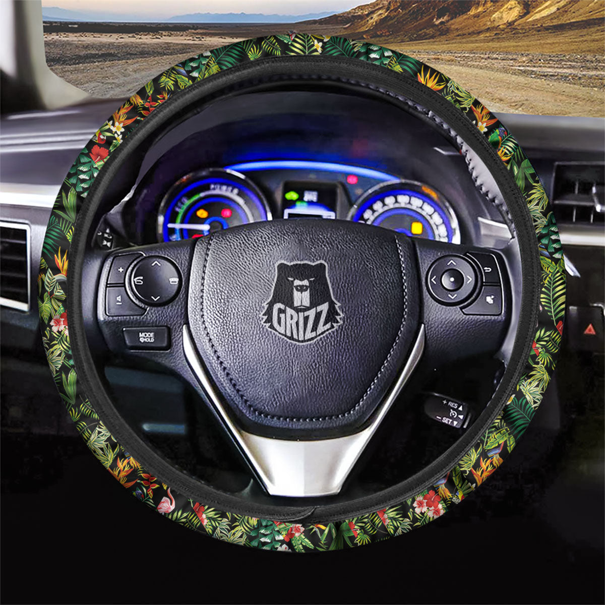 Patchwork Exotic Print Pattern Car Steering Wheel Cover-grizzshop