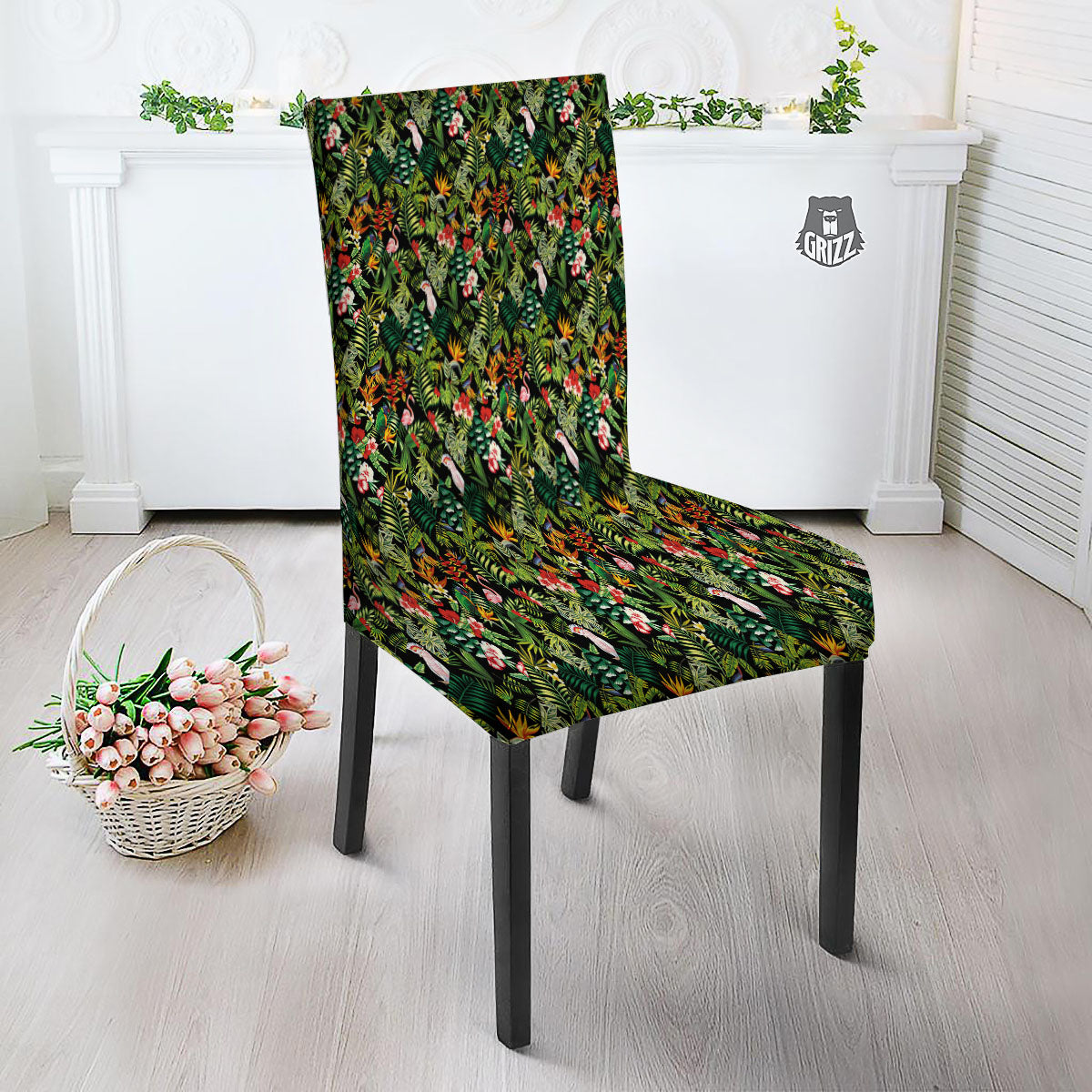 Patchwork Exotic Print Pattern Dining Chair Slipcover-grizzshop