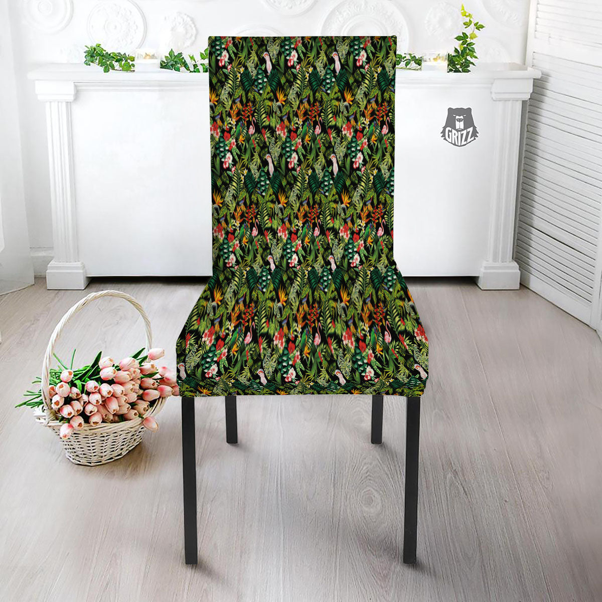 Patchwork Exotic Print Pattern Dining Chair Slipcover-grizzshop