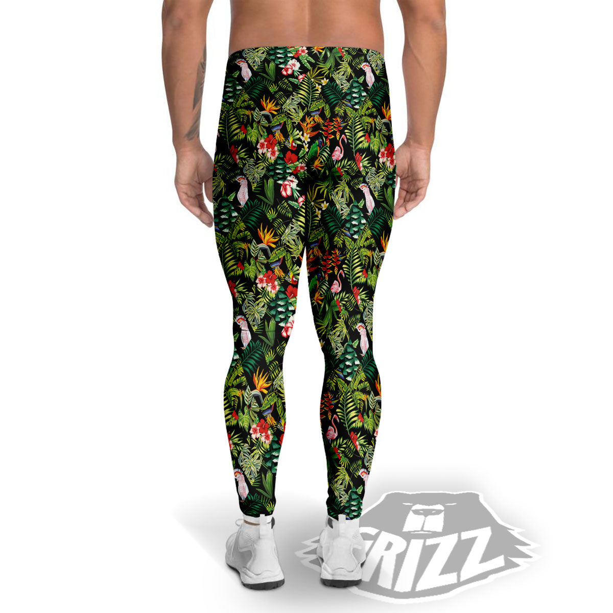 Patchwork Exotic Print Pattern Men's Leggings-grizzshop
