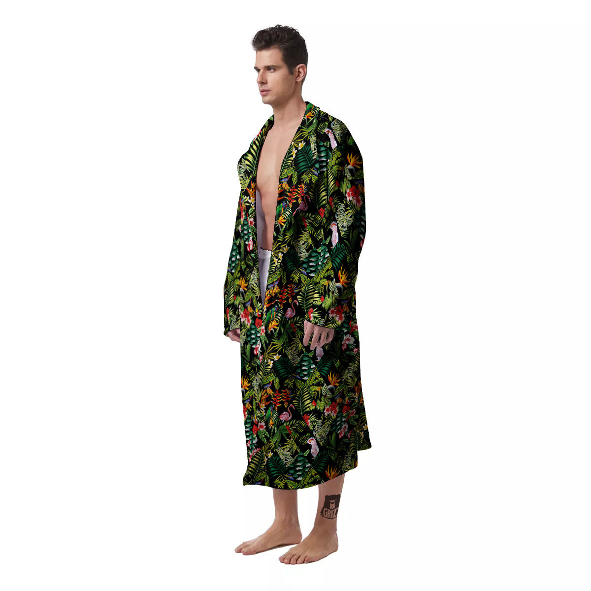 Patchwork Exotic Print Pattern Men's Robe-grizzshop