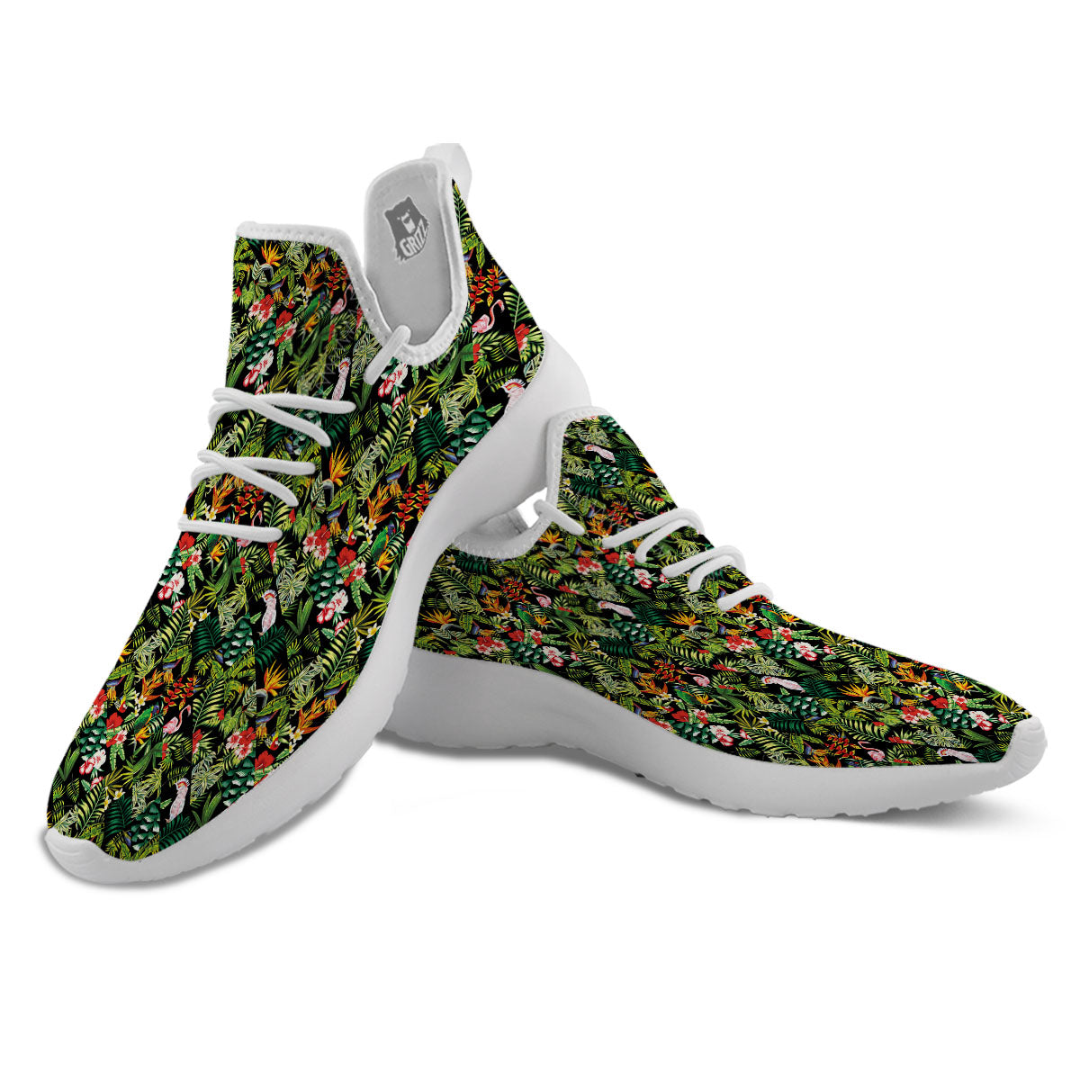 Patchwork Exotic Print Pattern White Athletic Shoes-grizzshop
