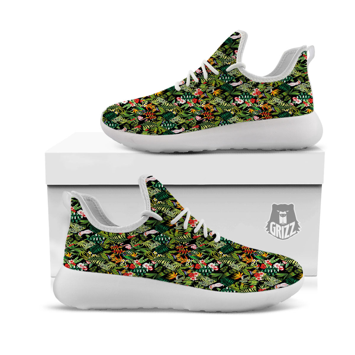 Patchwork Exotic Print Pattern White Athletic Shoes-grizzshop