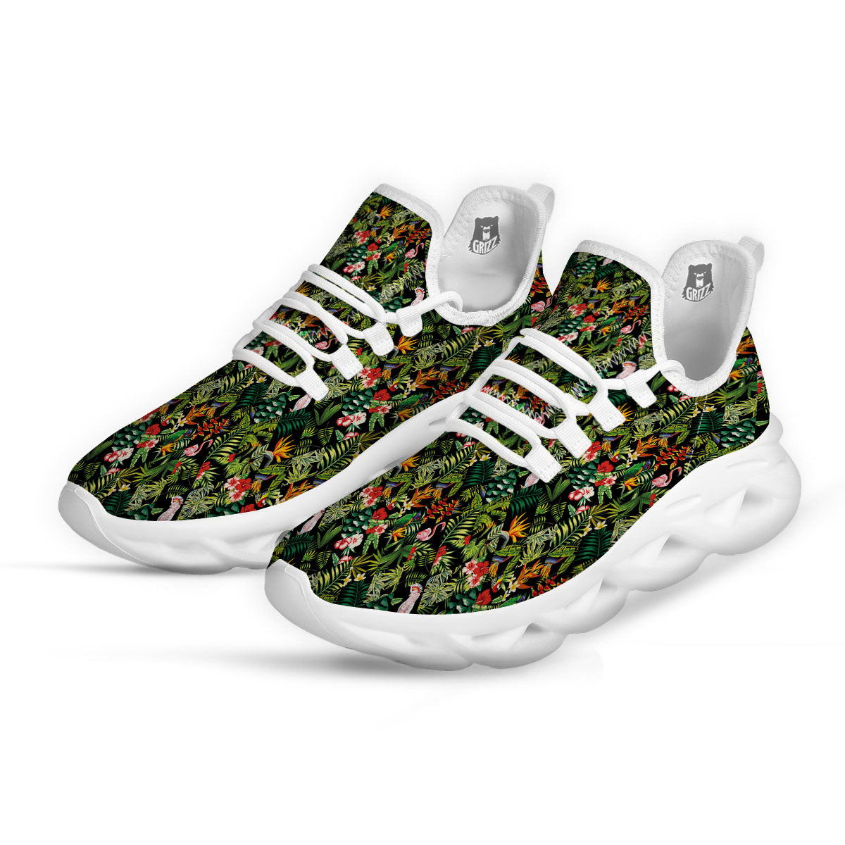 Patchwork Exotic Print Pattern White Running Shoes-grizzshop