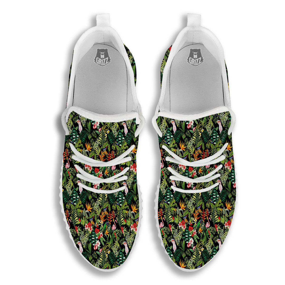 Patchwork Exotic Print Pattern White Walking Shoes-grizzshop