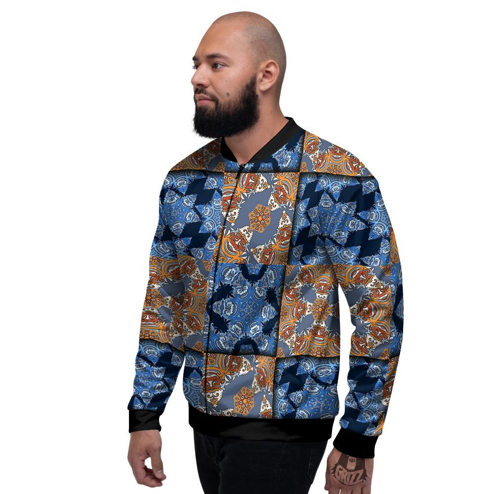 Patchwork Floral Vintage Print Pattern Men's Bomber Jacket-grizzshop