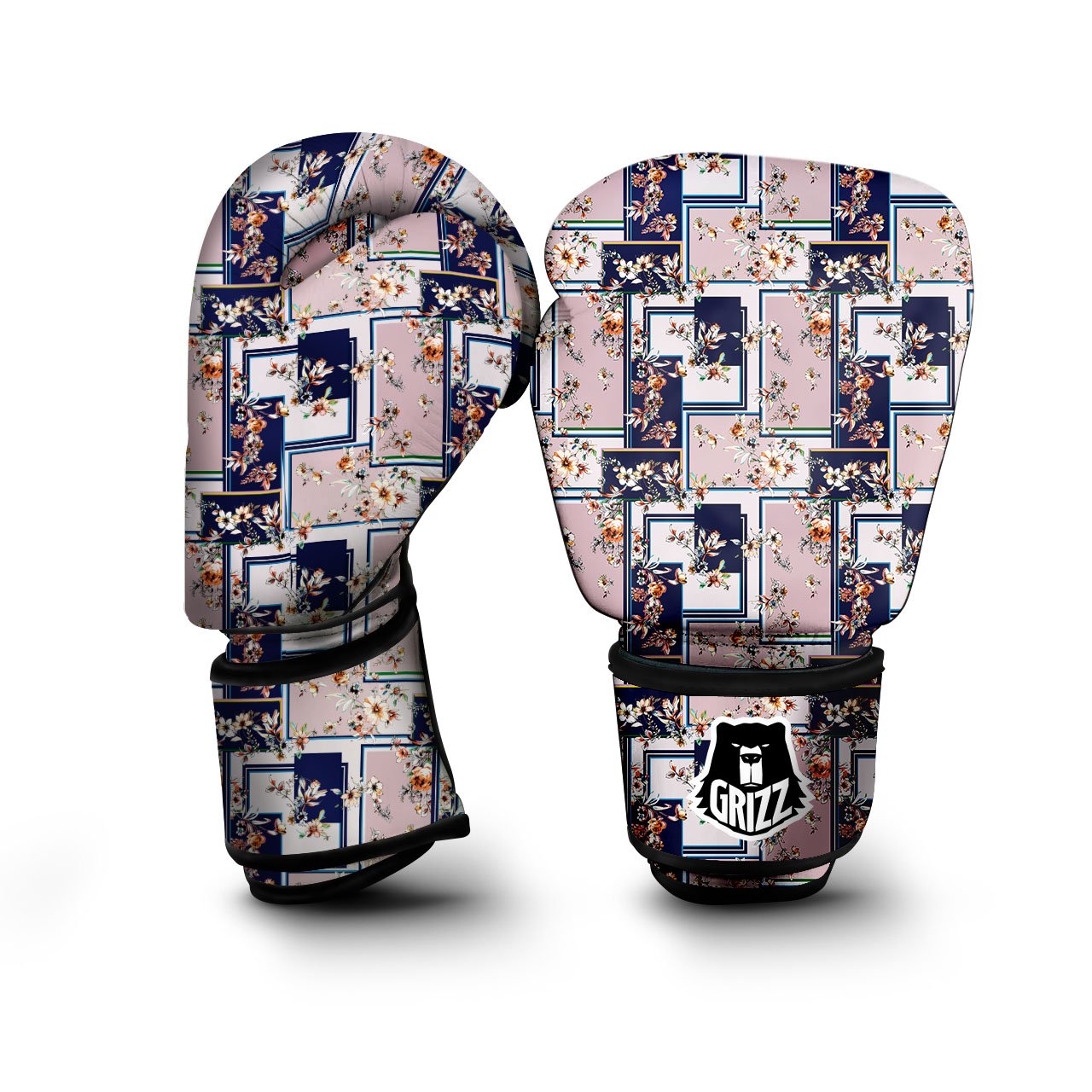 Patchwork Flower Vintage Print Pattern Boxing Gloves-grizzshop