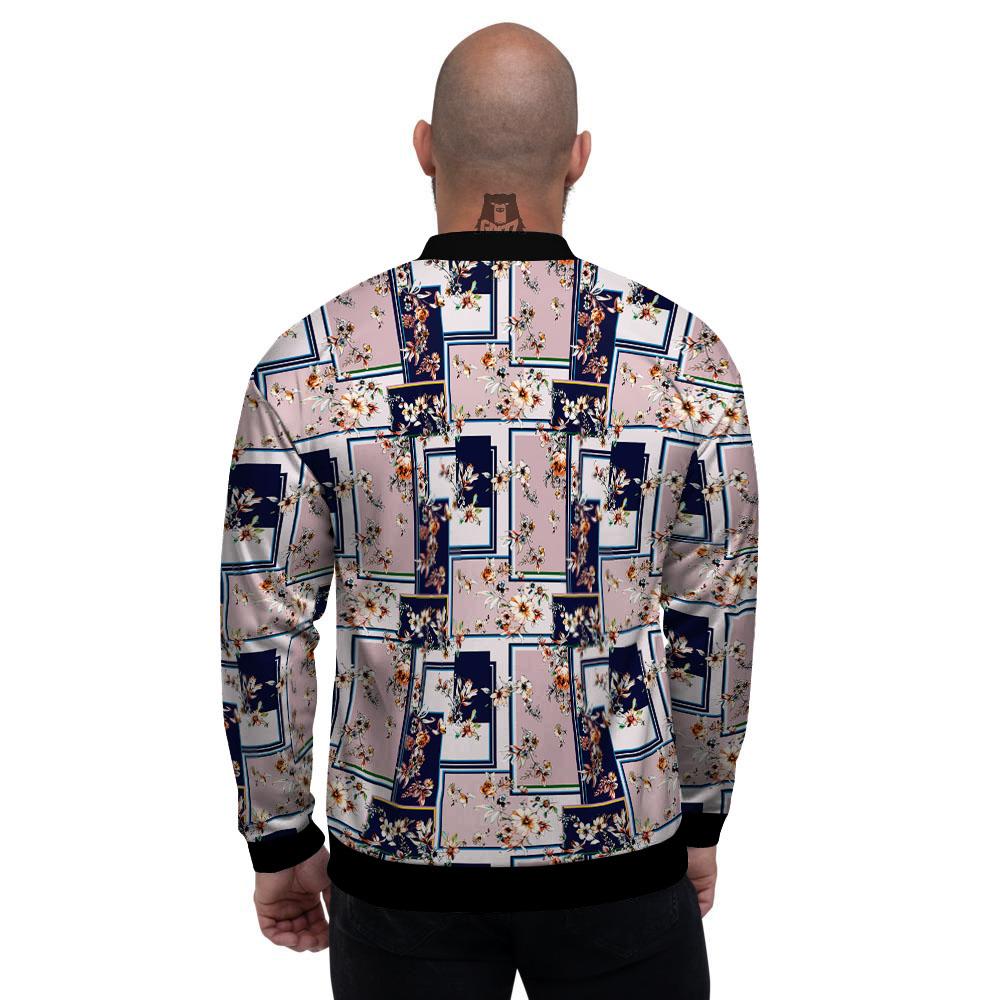 Patchwork Flower Vintage Print Pattern Men's Bomber Jacket-grizzshop