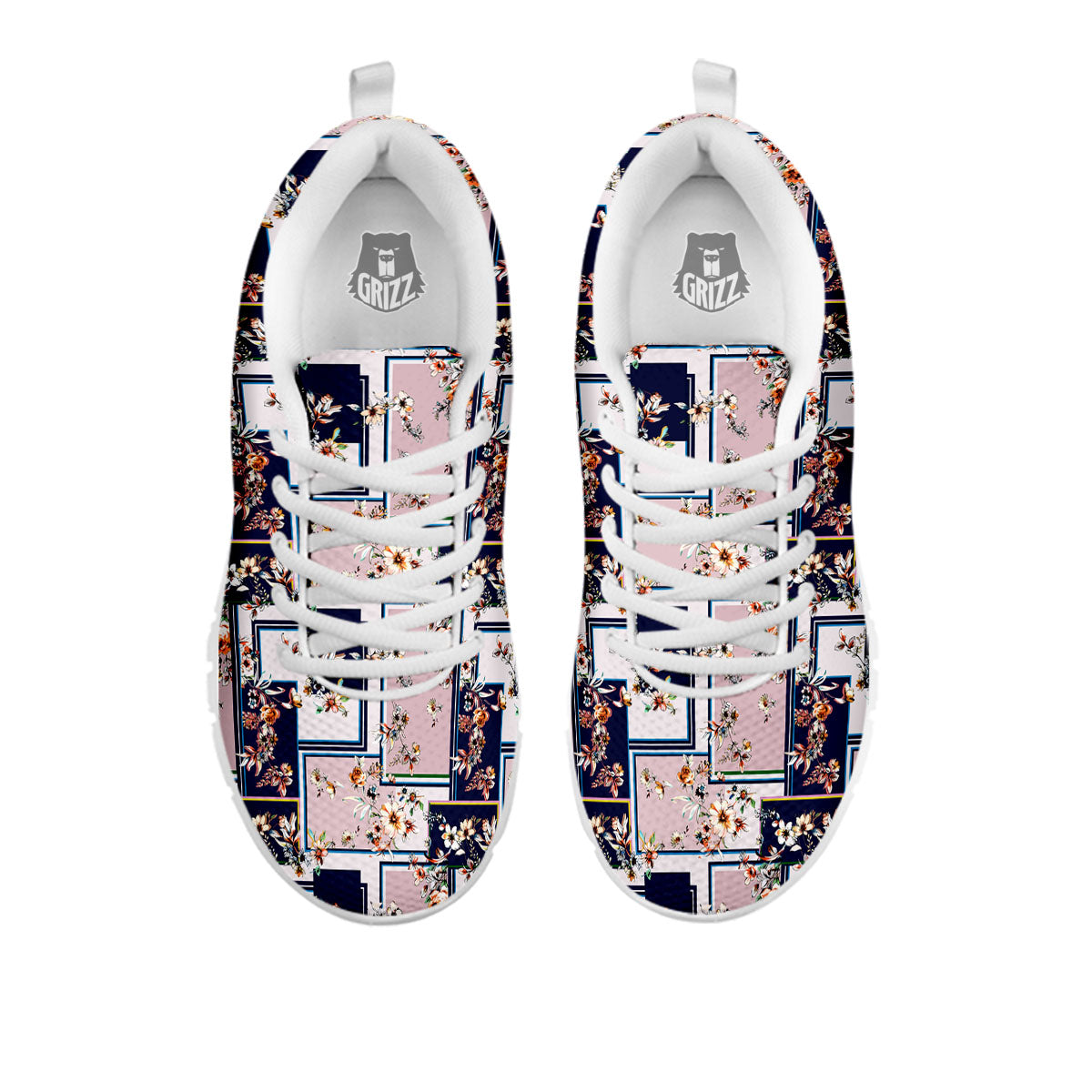 Patchwork Flower Vintage Print Pattern White Sneaker-grizzshop