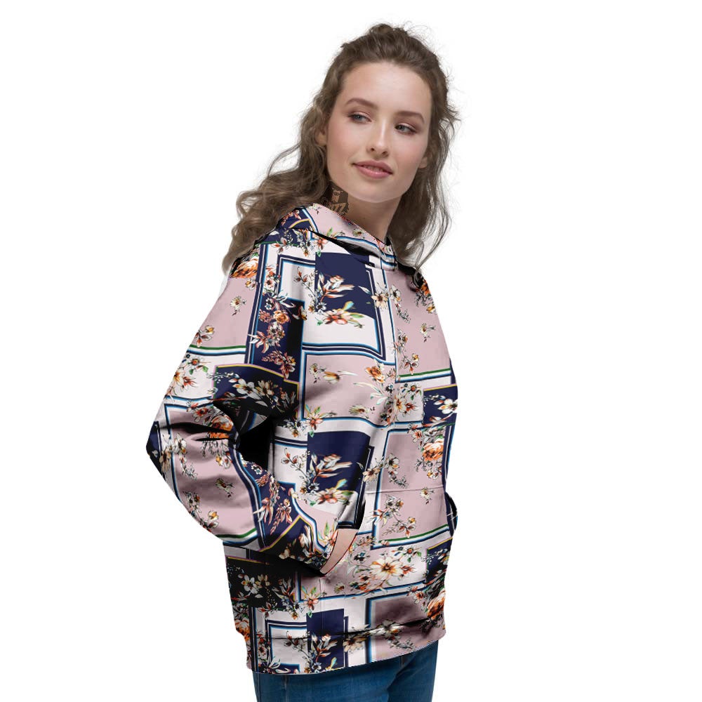 Patchwork Flower Vintage Print Pattern Women's Hoodie-grizzshop