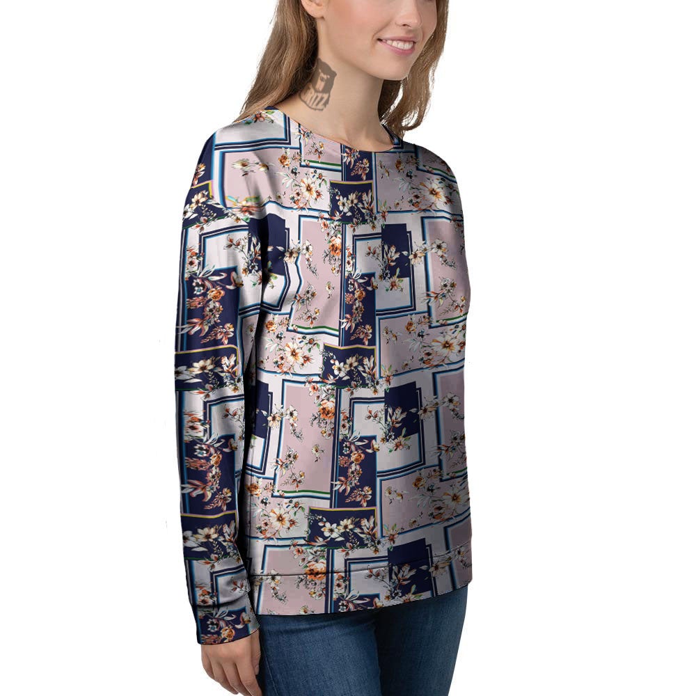 Patchwork Flower Vintage Print Pattern Women's Sweatshirt-grizzshop