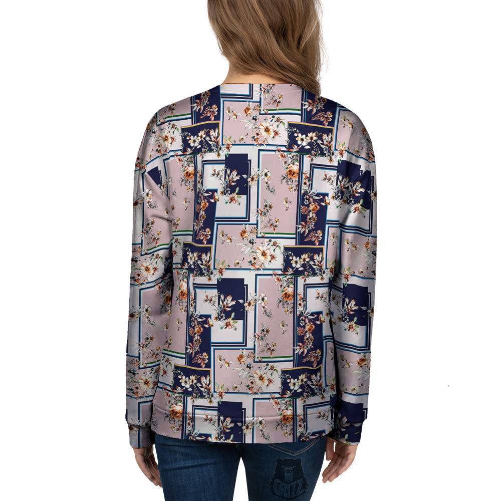 Patchwork Flower Vintage Print Pattern Women's Sweatshirt-grizzshop