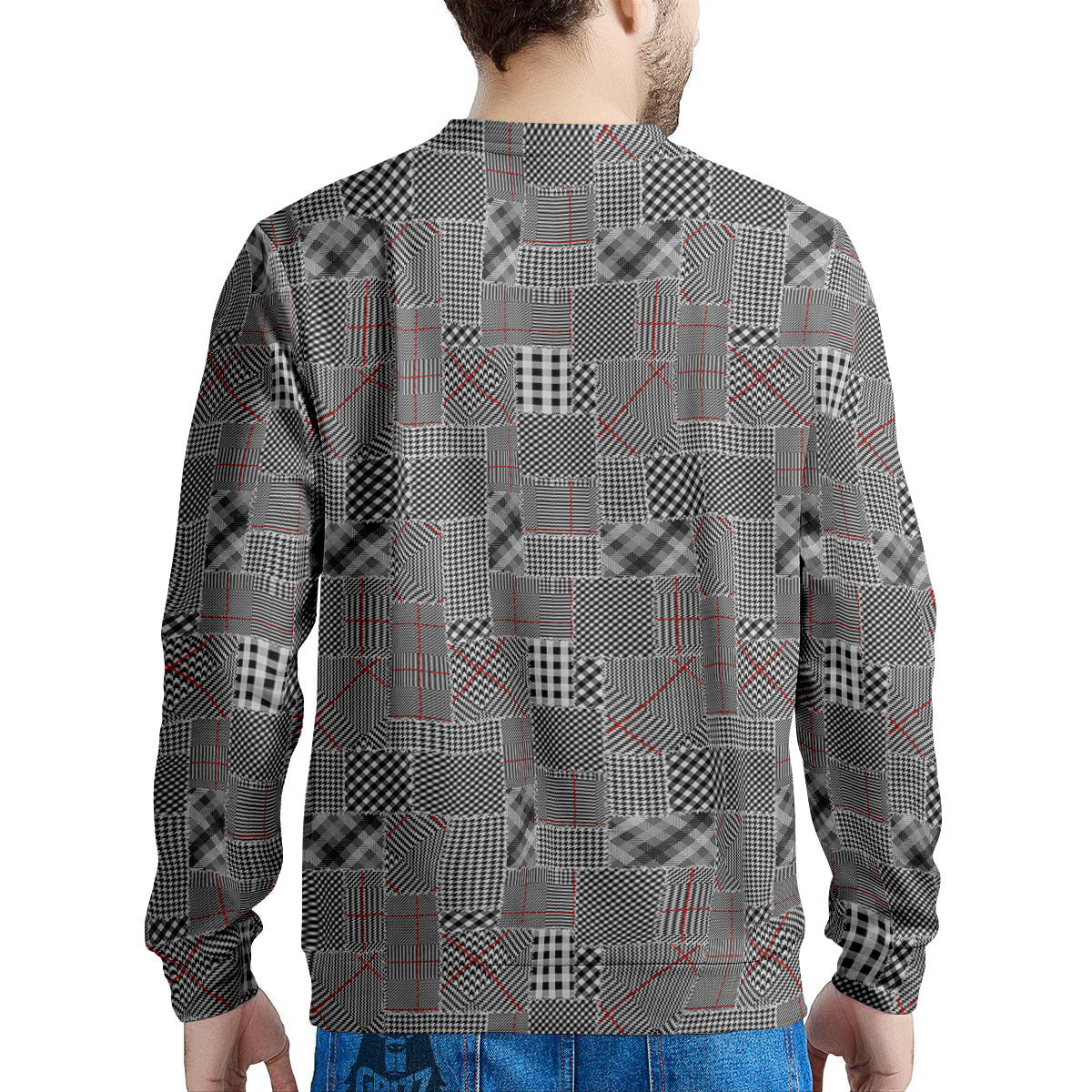 Patchwork Glen Plaid Print Pattern Men's Sweatshirt-grizzshop