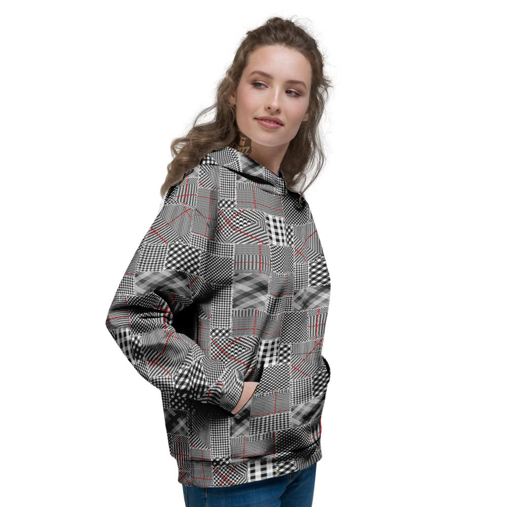 Patchwork Glen Plaid Print Pattern Women's Hoodie-grizzshop