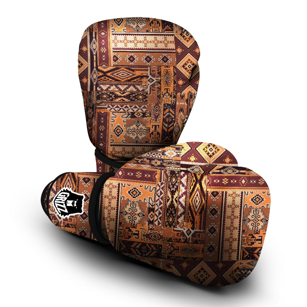 Patchwork Grunge Native American Print Pattern Boxing Gloves-grizzshop